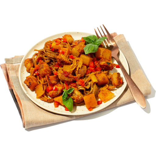 Curried Noodles with Meat-Free Chicken Pot